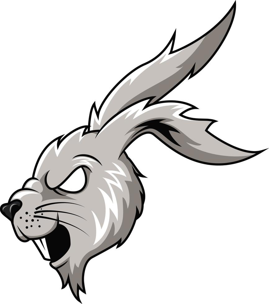 Angry face rabbit head cartoon vector