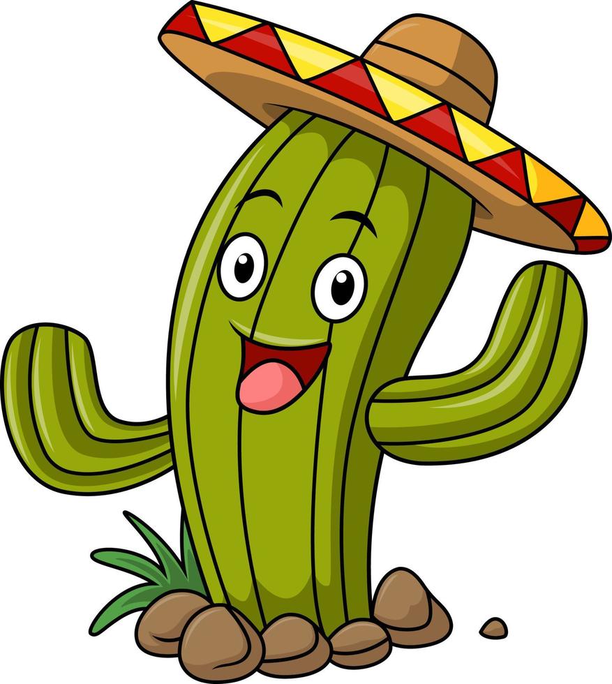 lindo cactus mexicano de dibujos animados agitando la mano 17782106 Vector  en Vecteezy