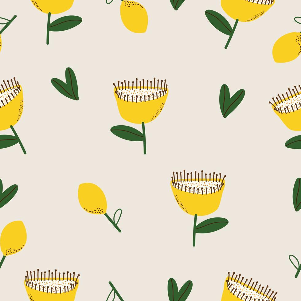 Seamless abstract hand drawn  flowers pattern vector