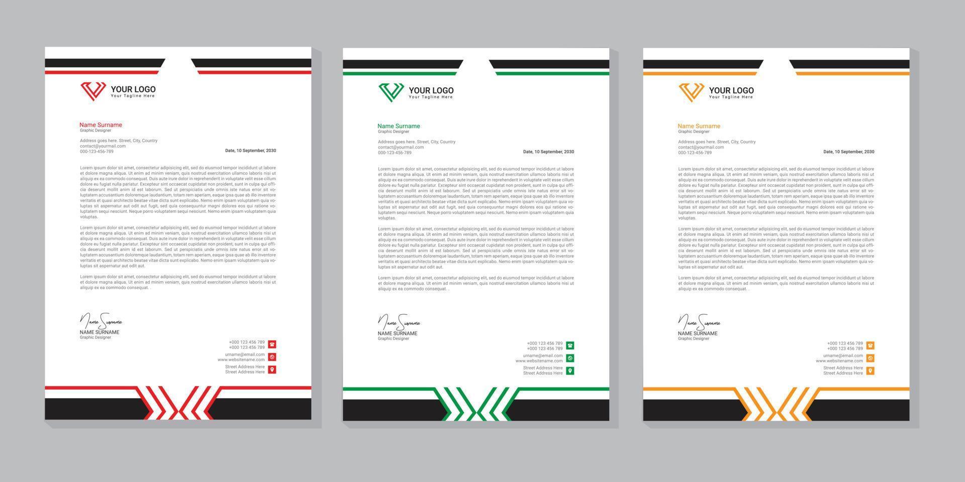 Vector modern company letterhead design