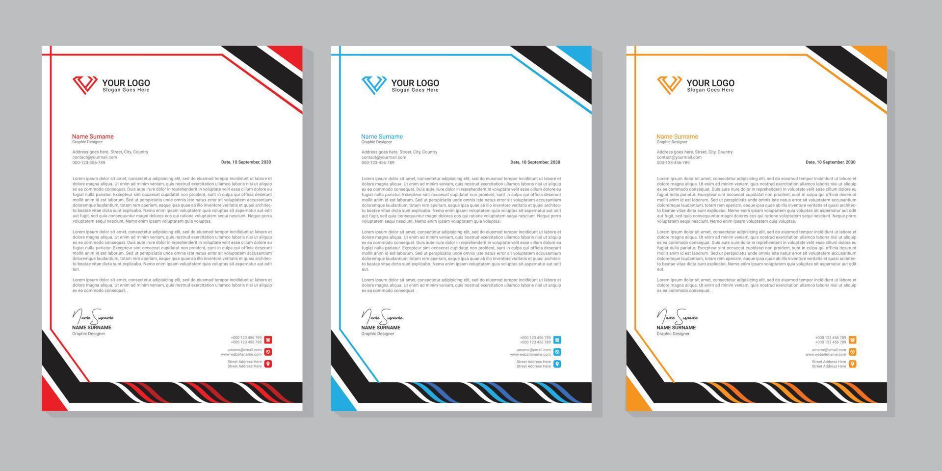 Vector modern company letterhead design