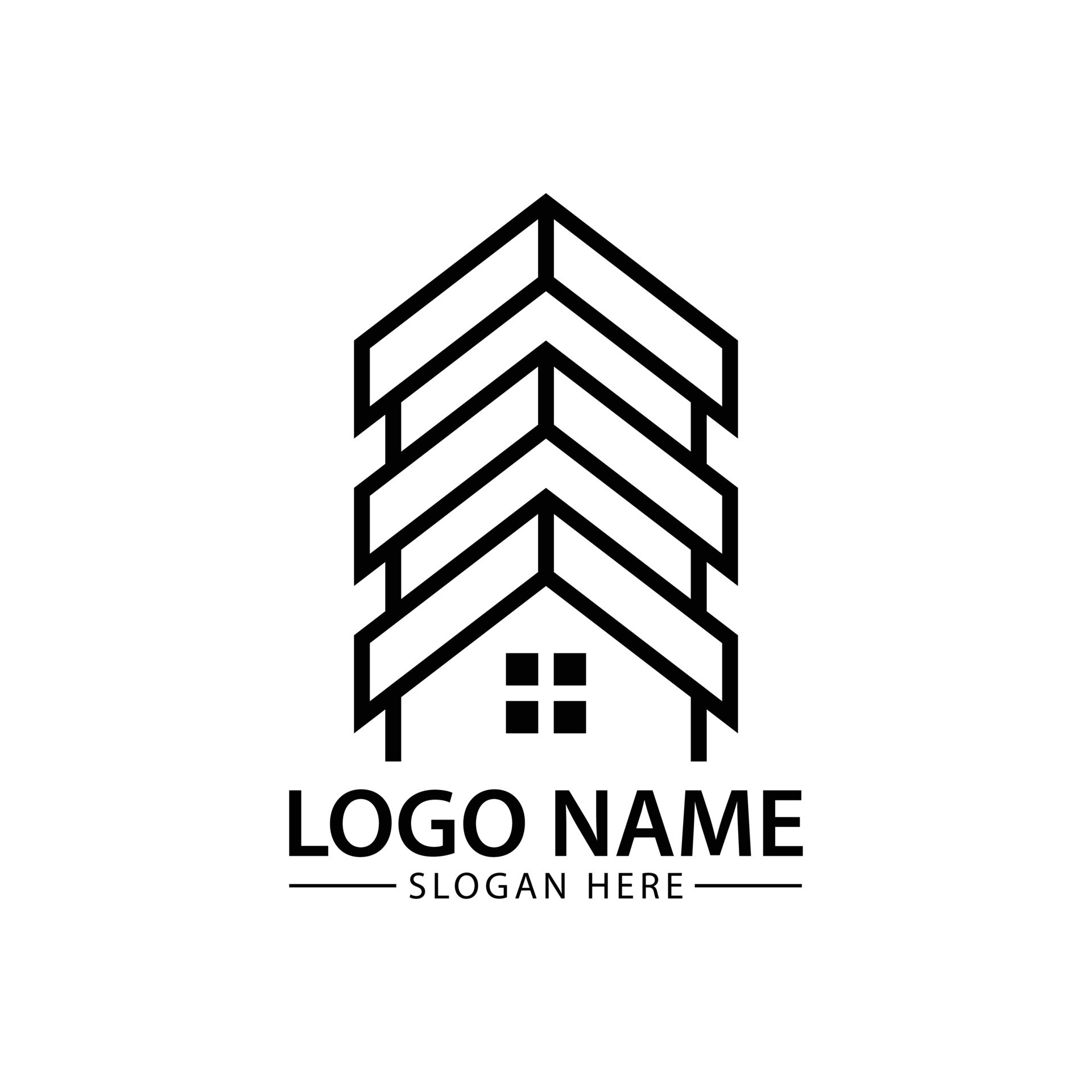 Simple Real Estate Logo Icon Vector Illustration. Colour Black And