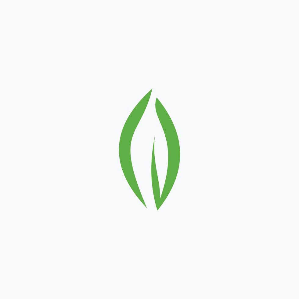 green leaf flat outline icon vector