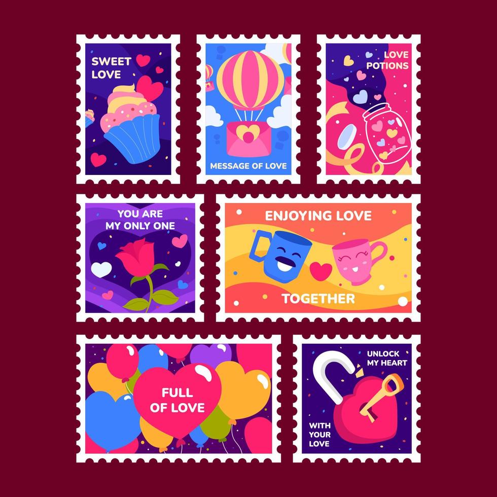 Valentine Themed Stamp Sticker vector