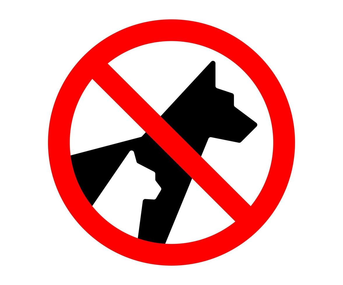 Señal de entrada prohibida con animales. ningún icono de perro permitido. ilustración vectorial vector