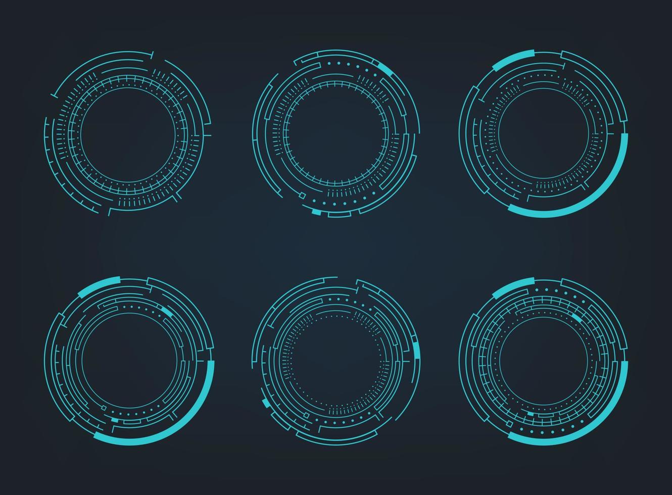 Futuristic abstract HUD. Circle technology elements set. Futuristic hud interface. Vector illustration.