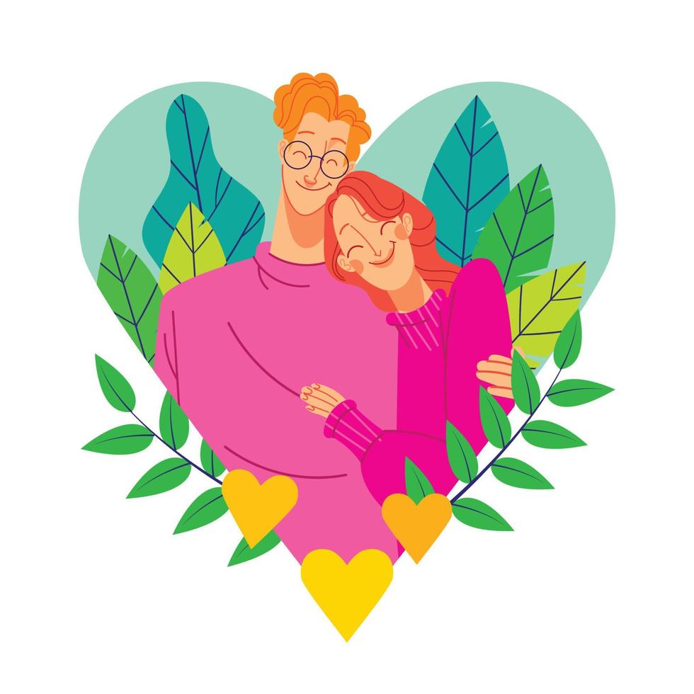 Happy Young Couple in Valentine's Day vector