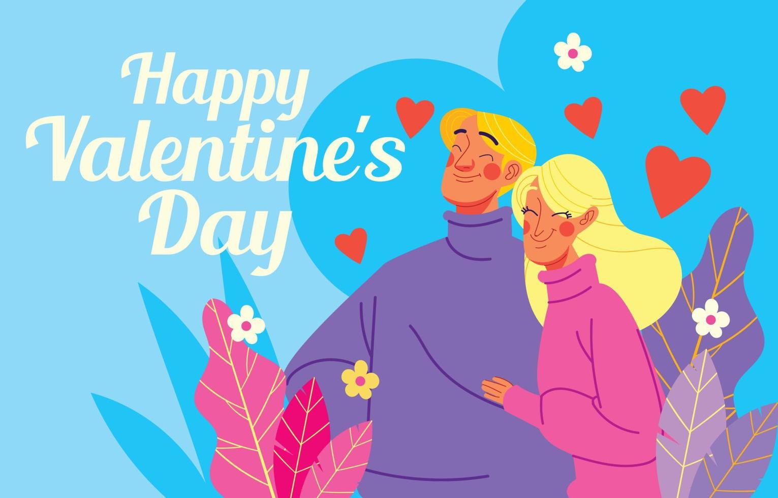 feliz pareja joven y feliz en el día de san valentín vector