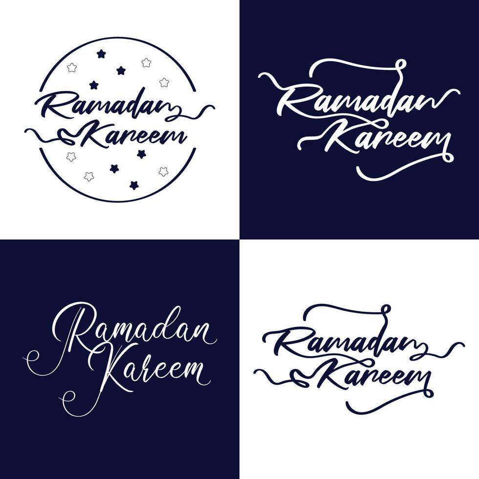 Ramadan Kareem Caligraphy Text Set in English. Ramadan Quotes Typography Sticker. vector