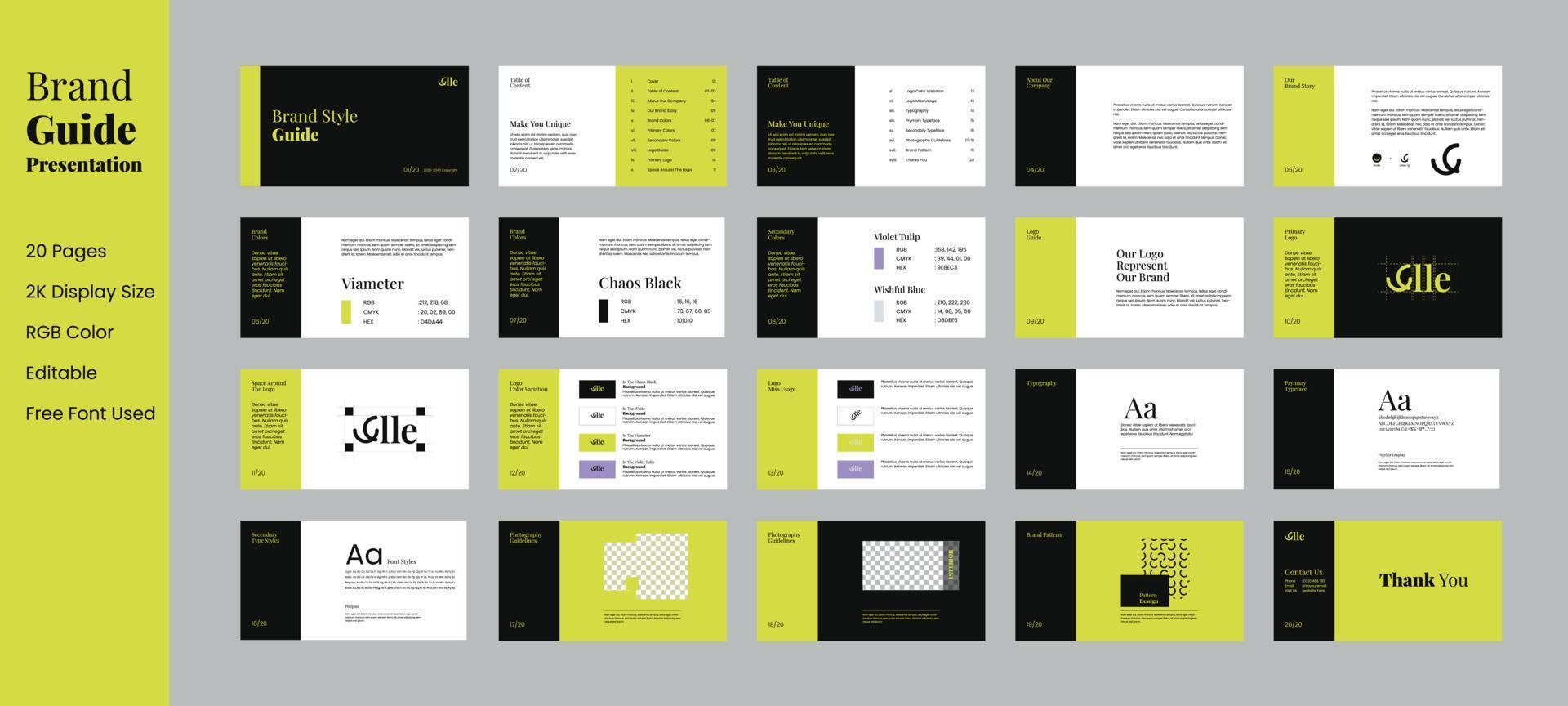 Brand Guidelines Presentation Template. Brand Creation Book for Design Consistency. vector