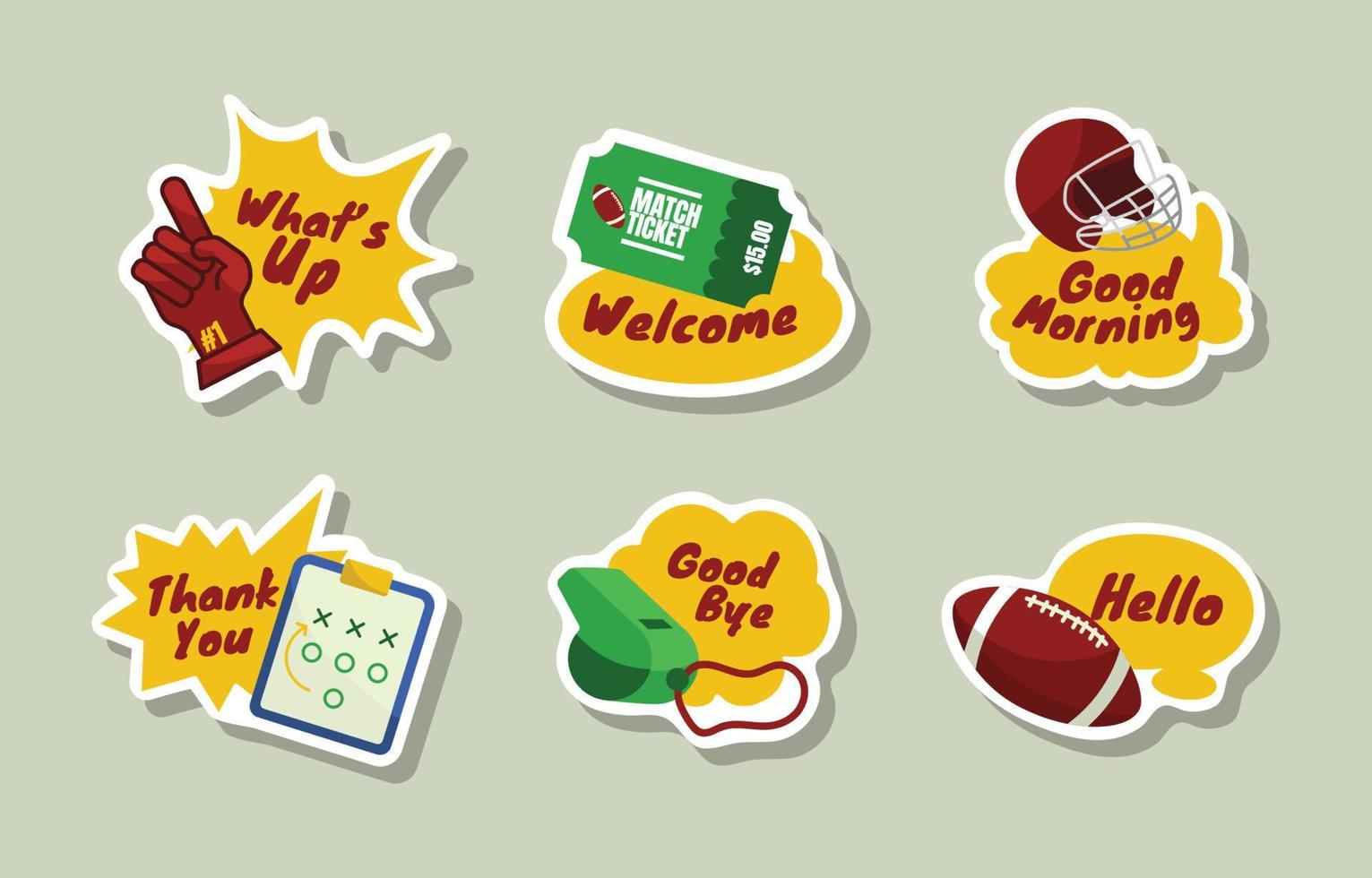 American Football Greeting Sticker Collection vector