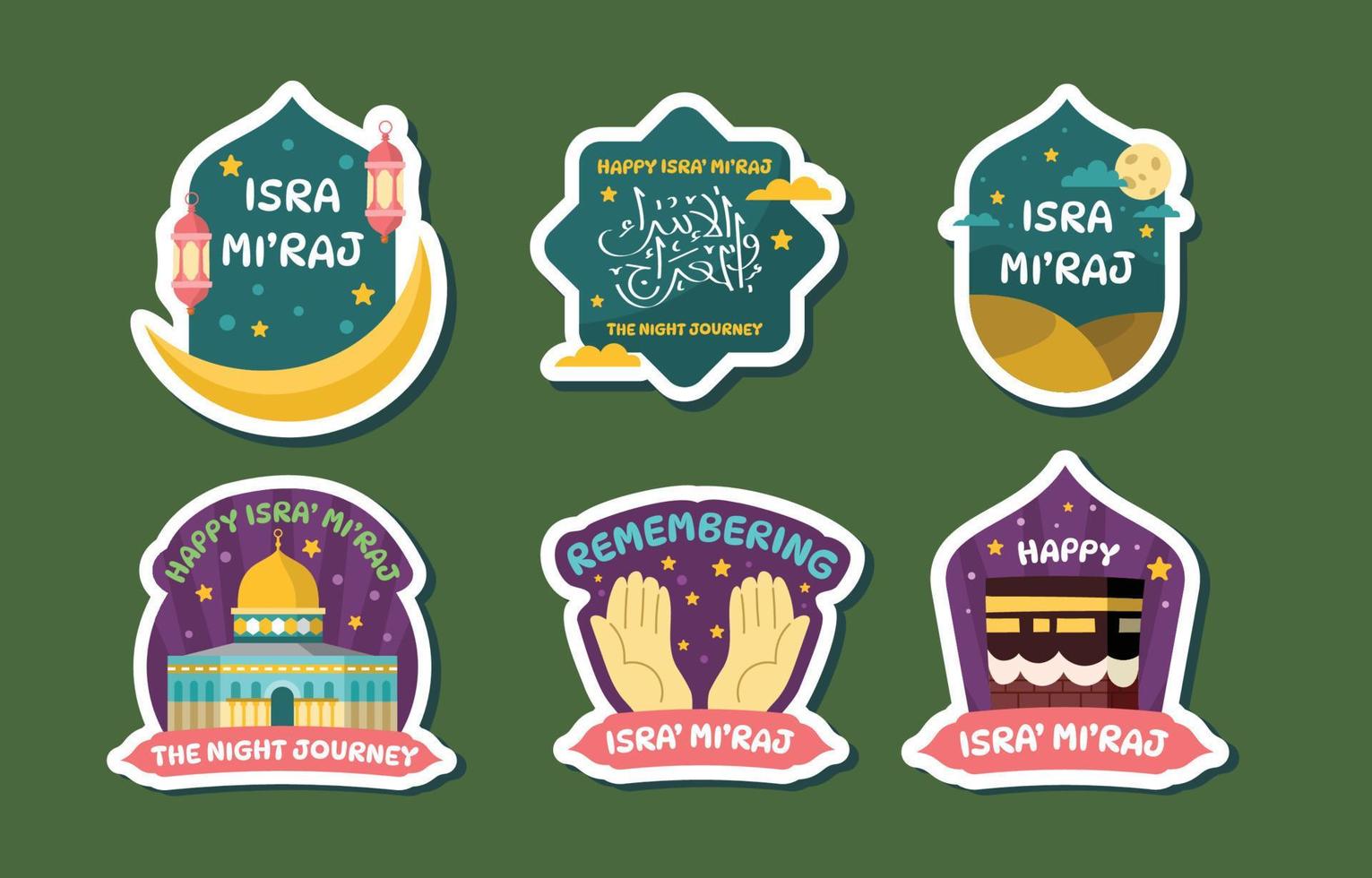 Isra' Mi'raj Greeting Sticker Collection vector