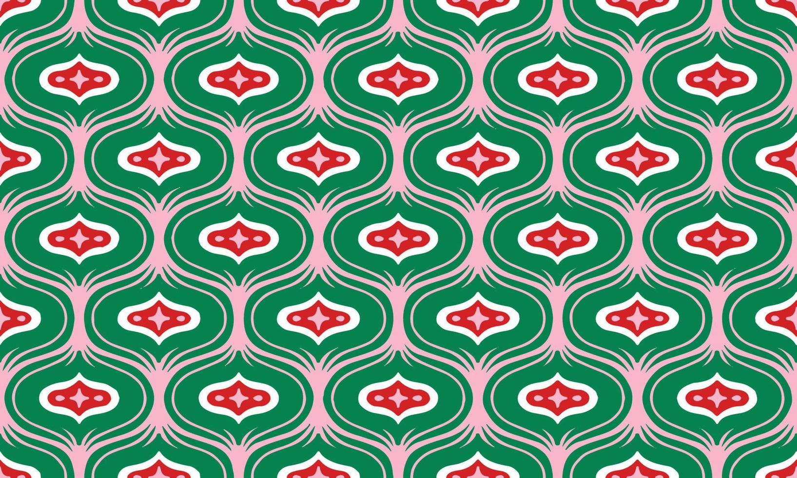 Ethnic Abstract Background cute Pink Green geometric tribal ikat folk Motif Arabic oriental native pattern traditional design carpet wallpaper clothing fabric wrapping print batik folk knit vector