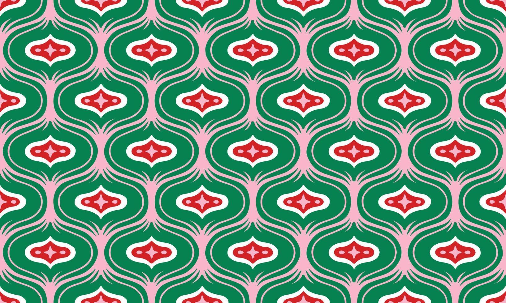 Ethnic Abstract Background cute Pink Green geometric tribal ikat folk Motif Arabic oriental native pattern traditional design carpet wallpaper clothing fabric wrapping print batik folk knit vector