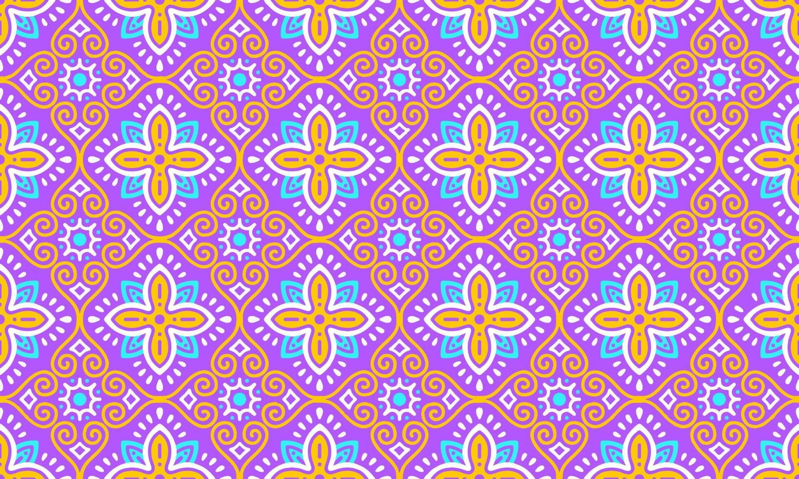 Ethnic Abstract Background cute Purple Yellow Flower geometric tribal ikat folk Motif Arabic oriental native pattern traditional design carpet clothing fabric wrapping print batik folk knit vector