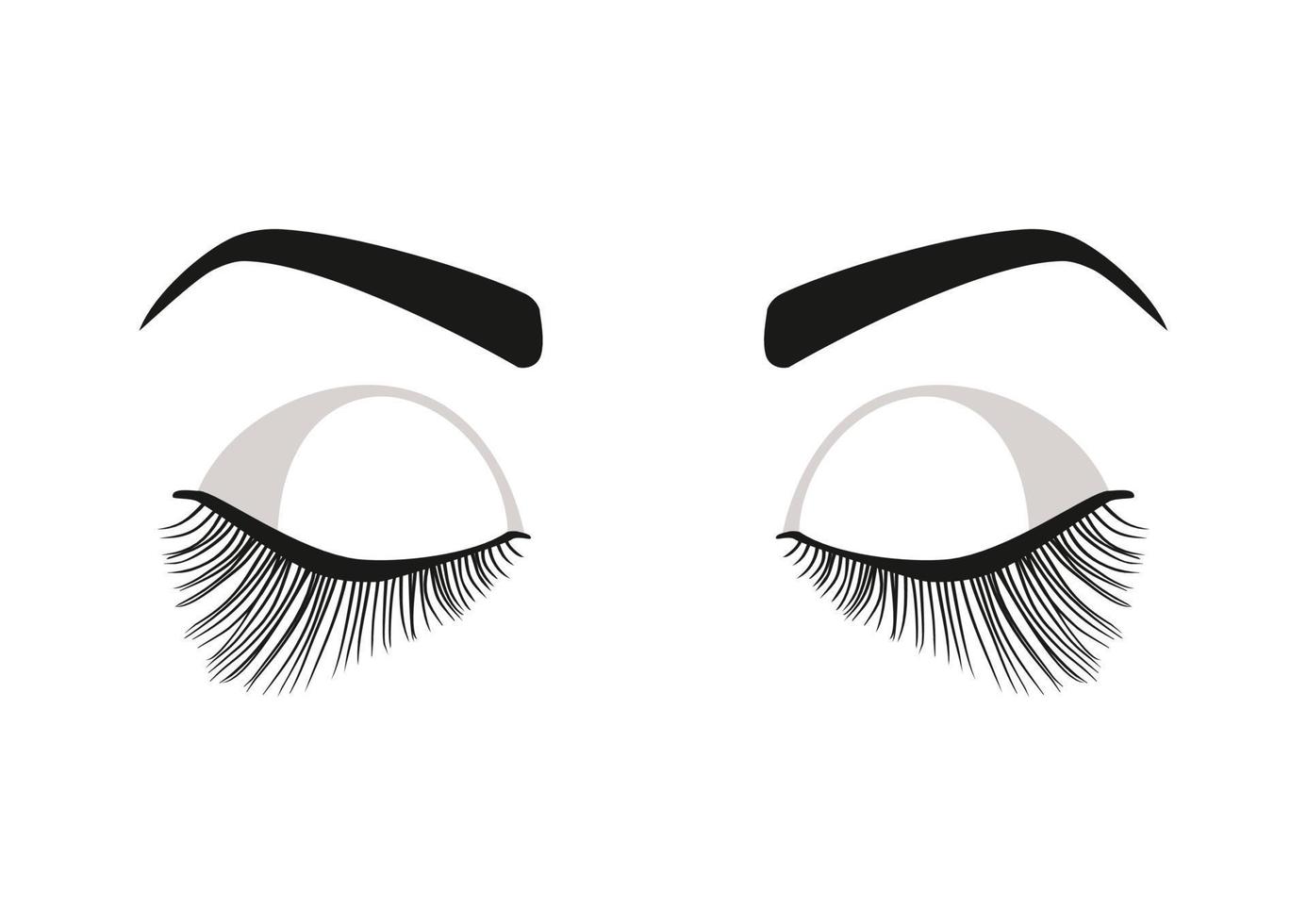 Closed eyes with long false eyelashes. Elegant eyebrow vector