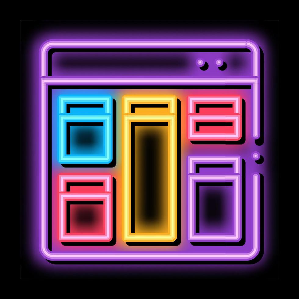 web site layout neon glow icon illustration vector