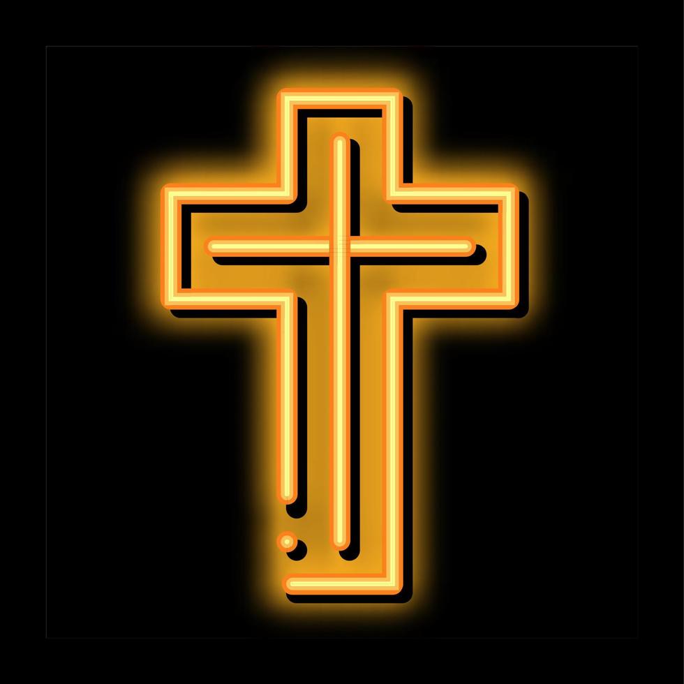 view of golden cross neon glow icon illustration vector