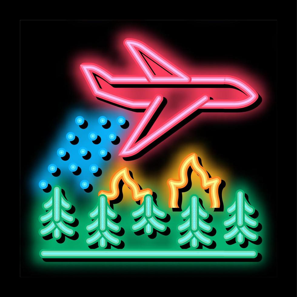 airplane forest fire extinguishing neon glow icon illustration vector