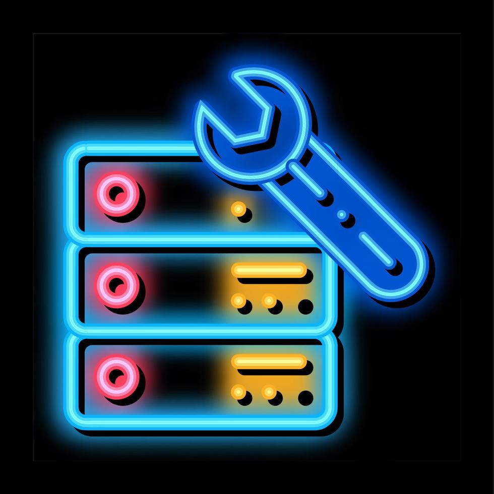 data center server repair neon glow icon illustration vector