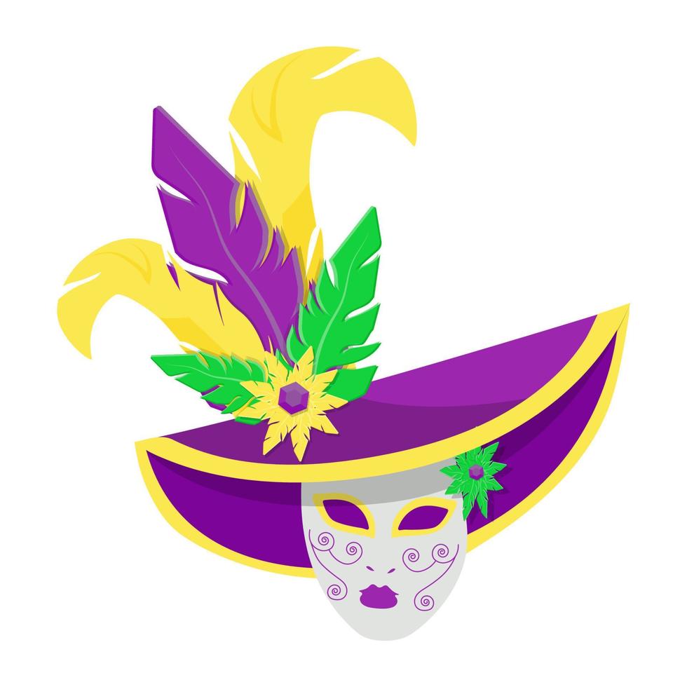 máscara de mardi gras aislada en blanco vector