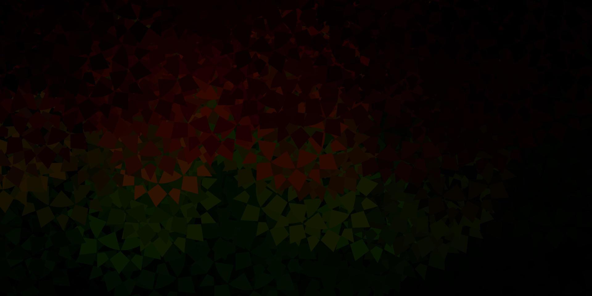 Dark green, red vector background with polygonal forms.