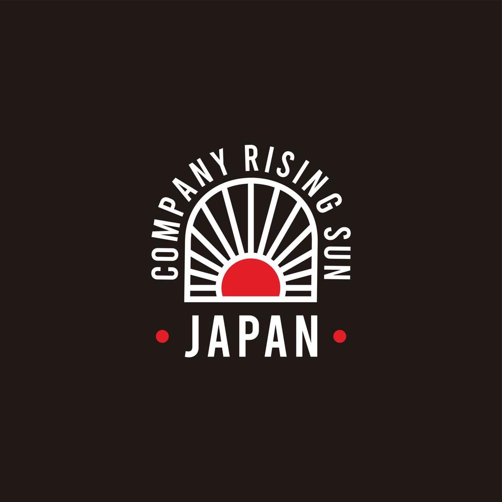 bandera de japón con ilustración de diseño de logotipo de rayos rojos en aumento con fondo negro vector