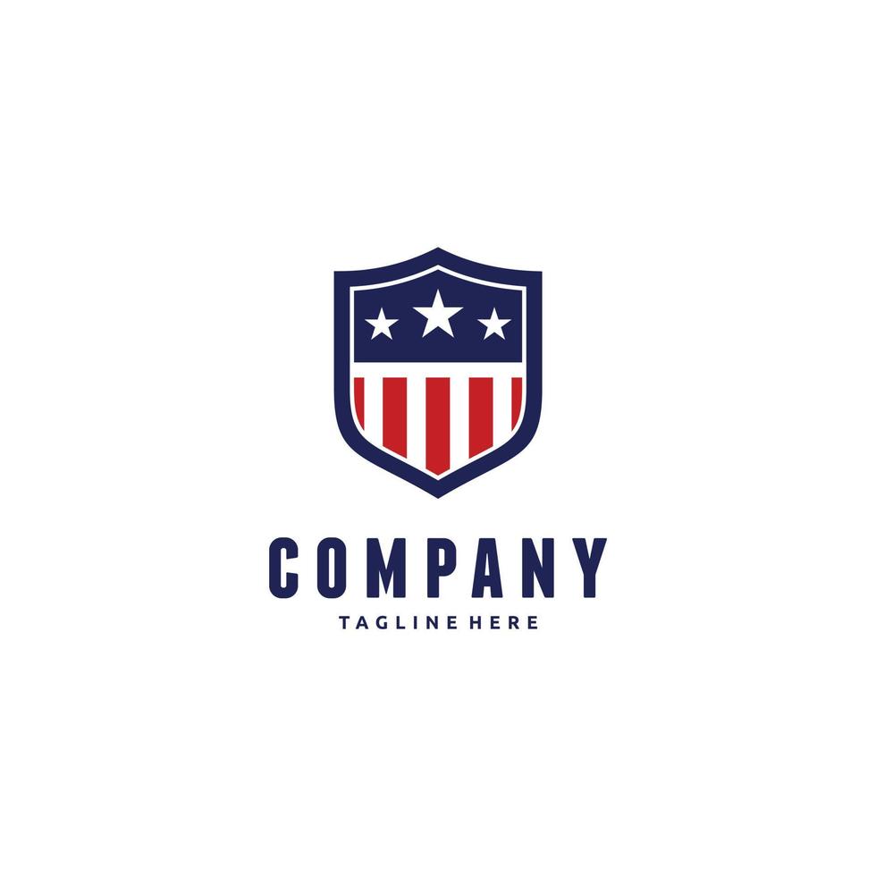 Shield Emblem Sport Team, Patriotic, USA Flag, Icon Vector Logo Design Template Illustration