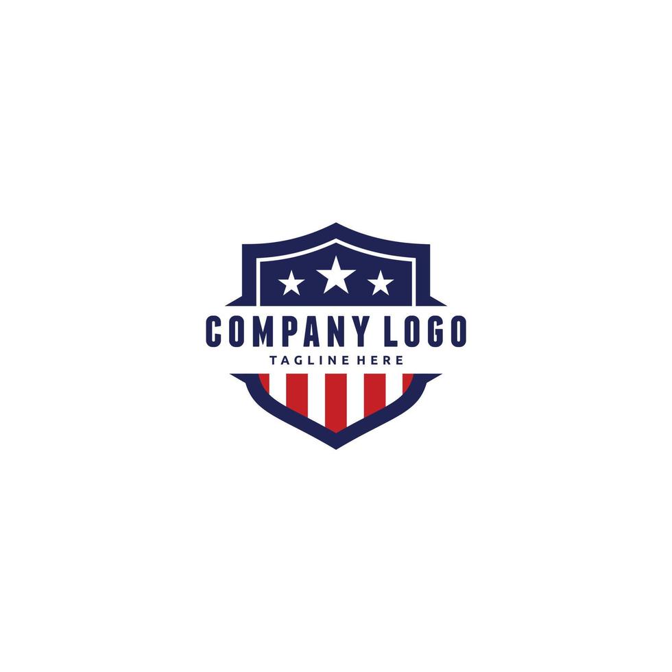 Shield Emblem Sport Team, Patriotic, USA Flag, Icon Vector Logo Design Template Illustration