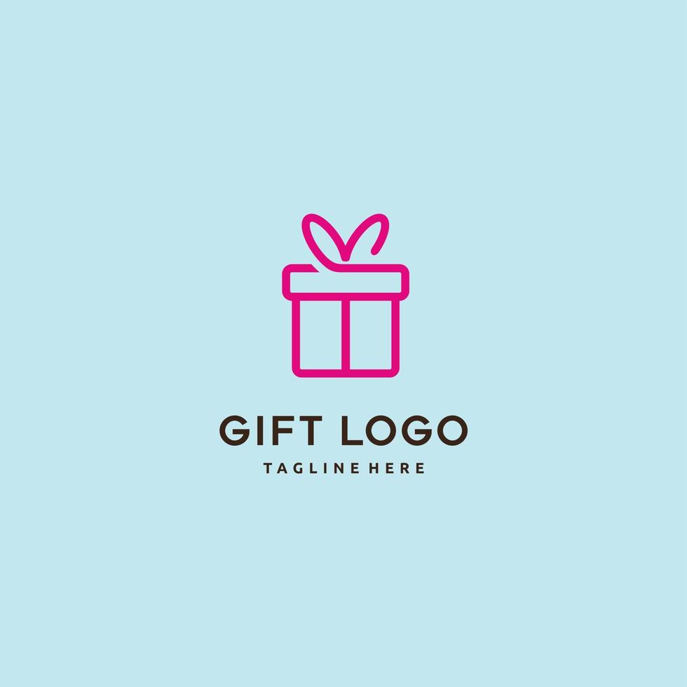 Gift box with ribbon line icon, outline vector sign, linear style pictogram isolated on pink. Symbol, logo illustration. Editable stroke. Pixel perfect