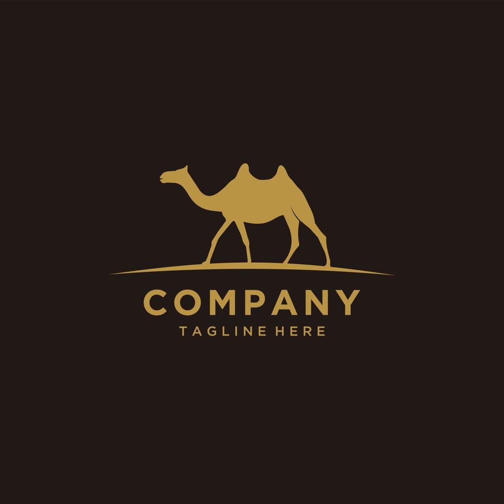 Ilustración de vector de icono de diseño de logotipo de camello dorado