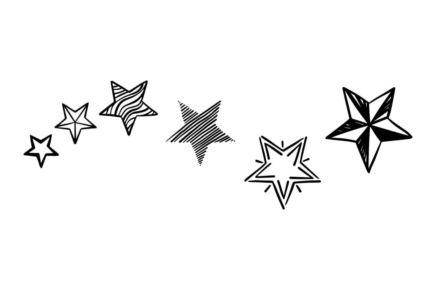 Starburst doodle set. Hand drawn star. vector