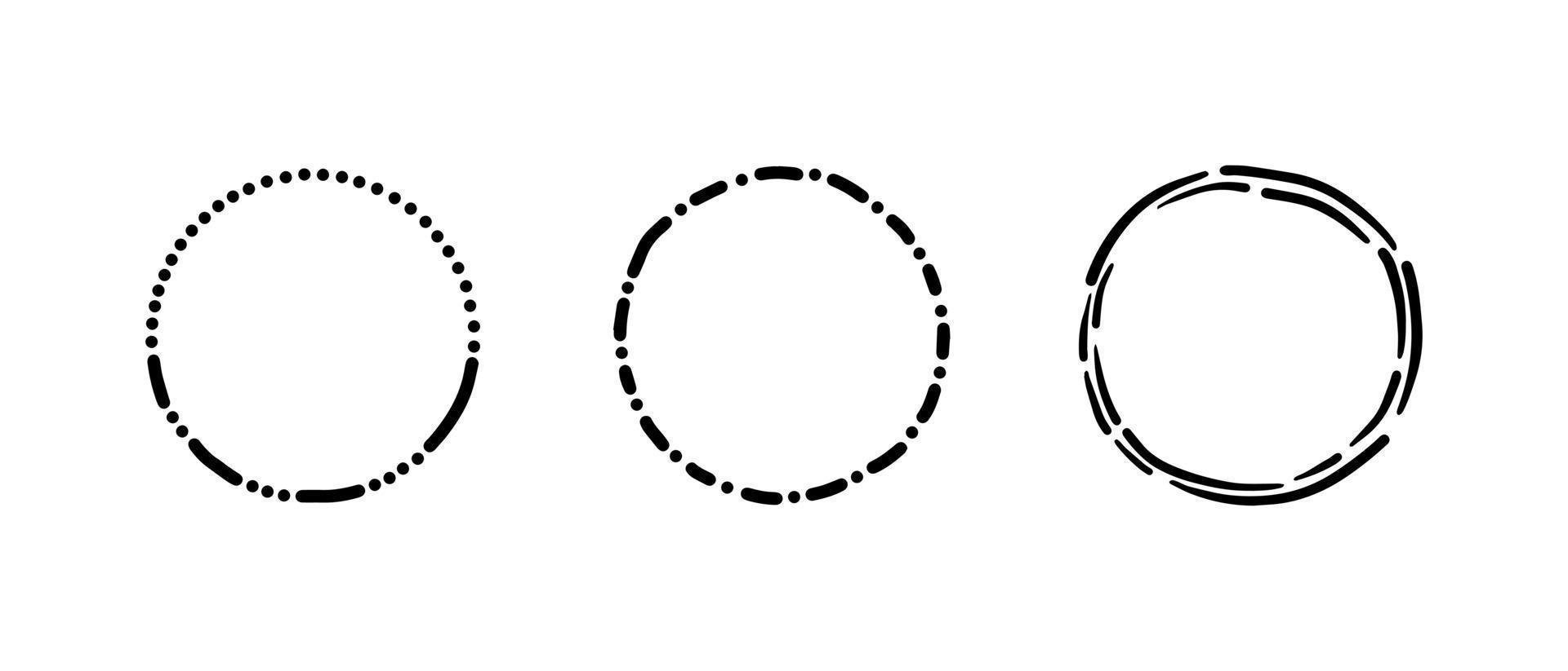 Super set of circles lines sketch hand drawn. Doodle circles for design elements vector