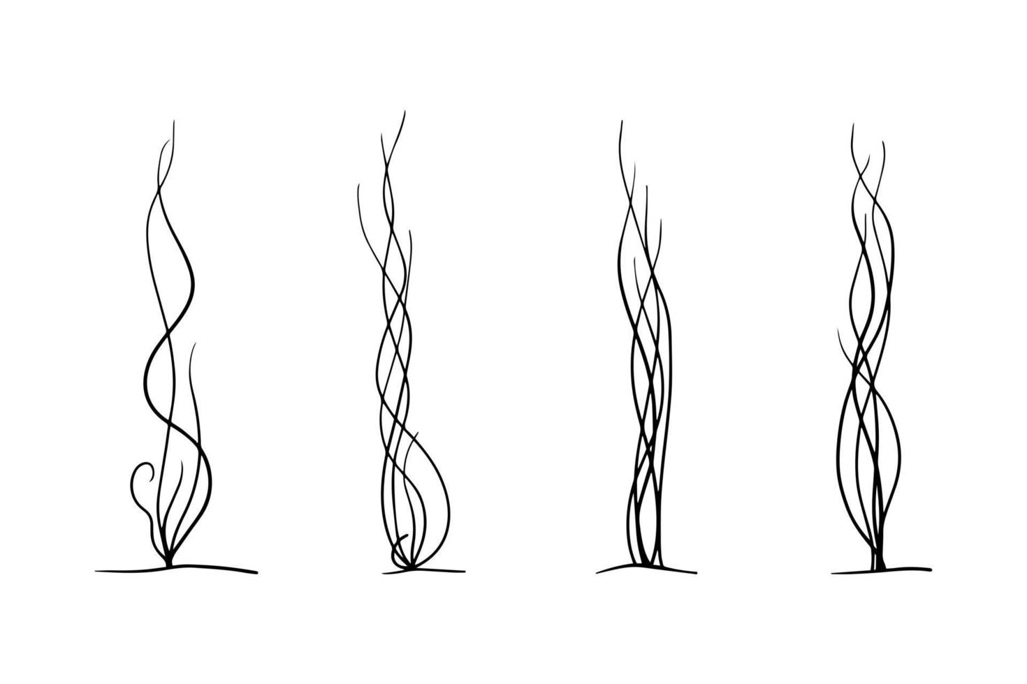 Smoke or Scent Steam Line Icon Set. Vector illustration