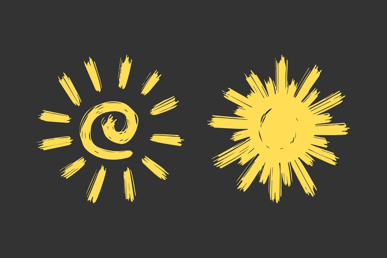 set of doodle sun. Design elements. vector illustration.