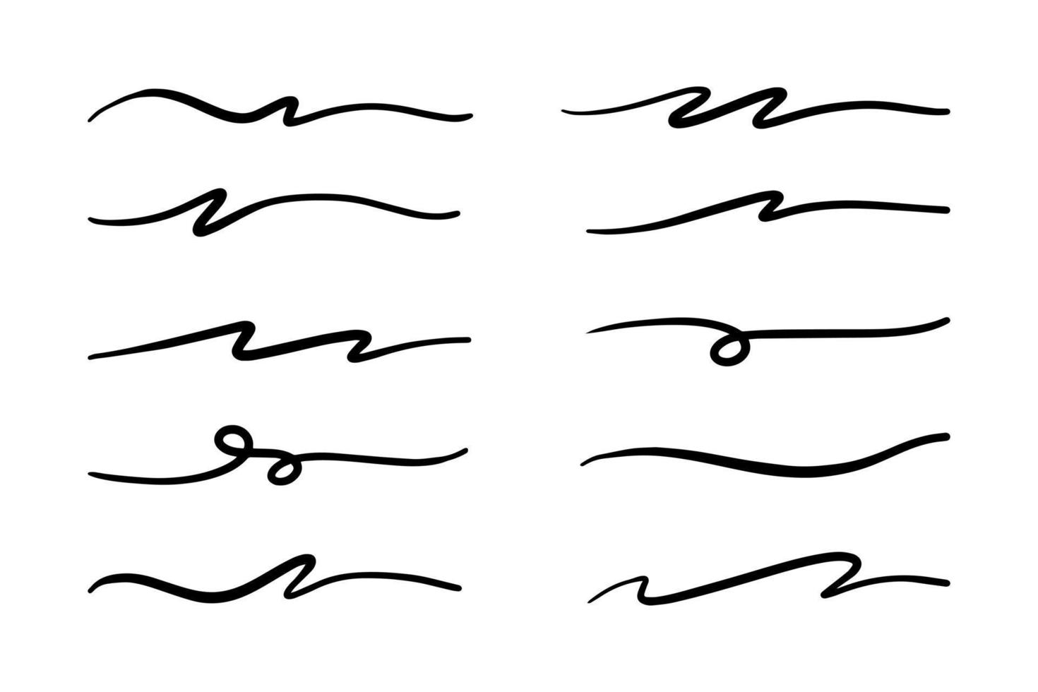 strokes, underlines, highlighter marker strokes, wave brush marks. vector