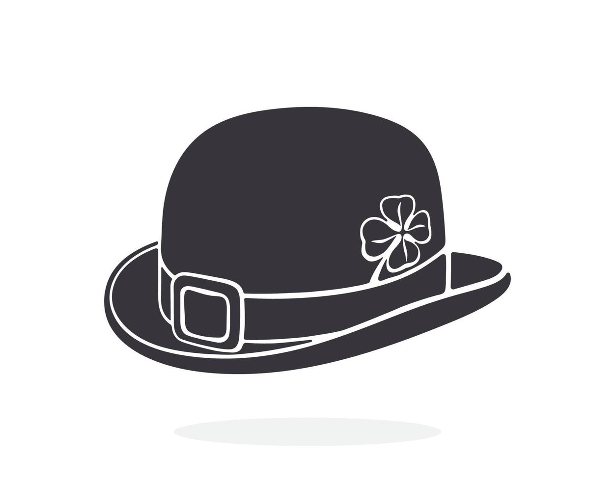 Silhouette icon of bowler hat with buckle and clover vector