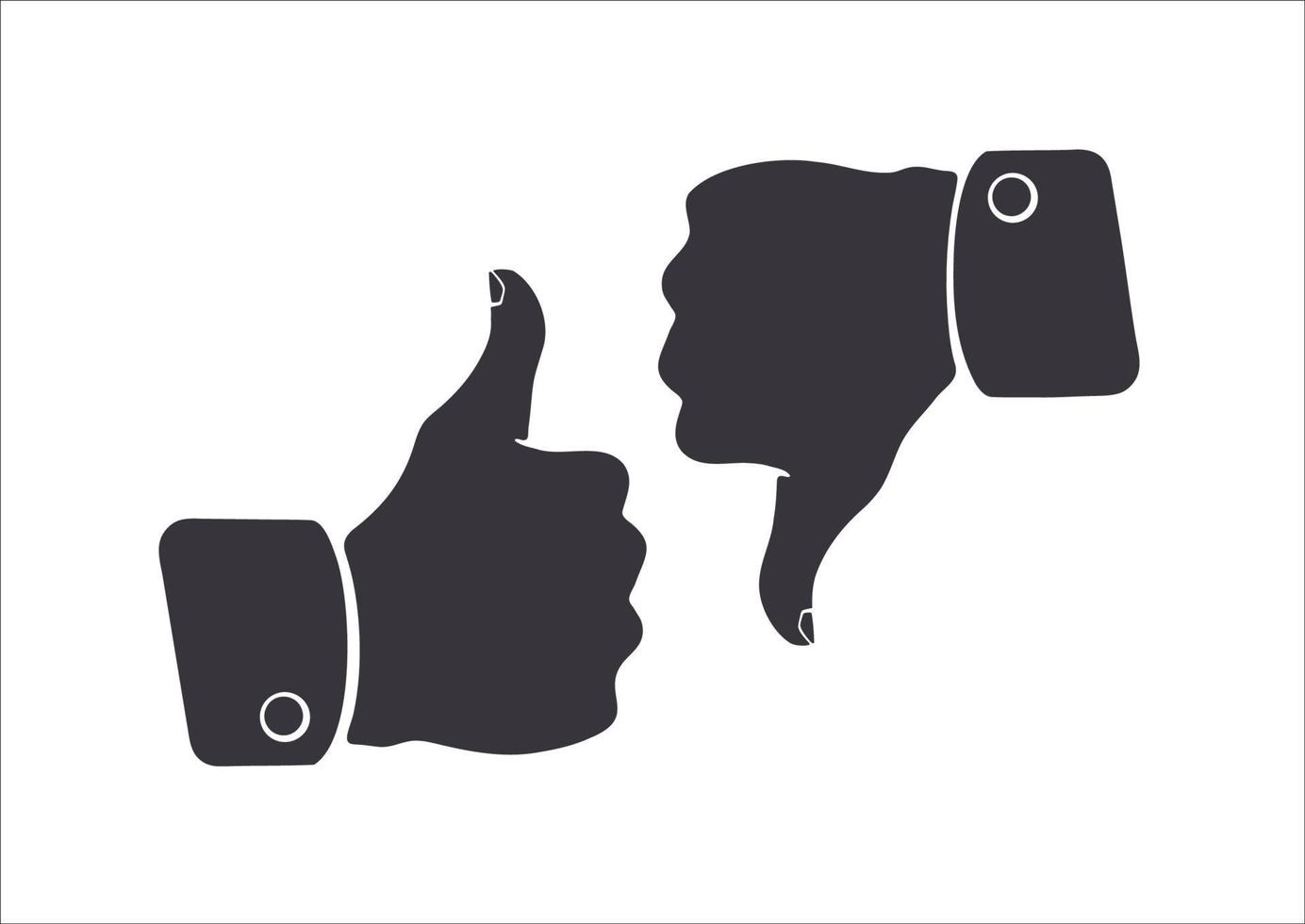 Silhouette of thumb up and thumb down symbols of like and dislike vector