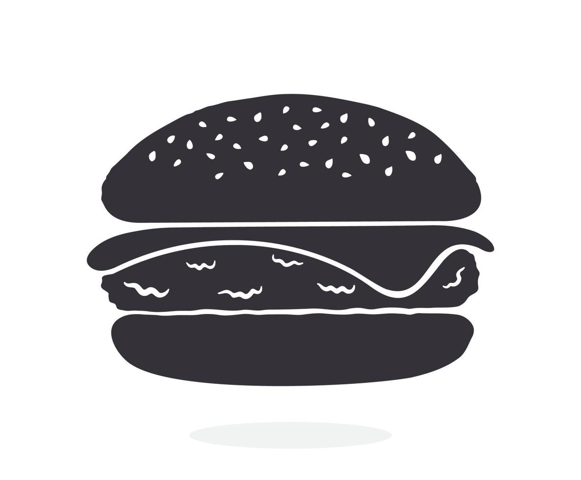 Silhouette icon of cheeseburger vector