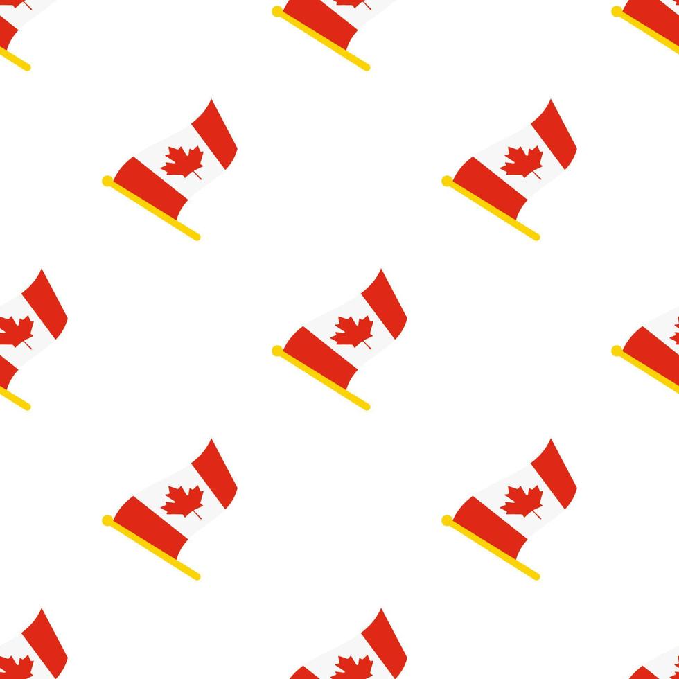 Seamless pattern with flags of Canada on flagstaff on white background vector