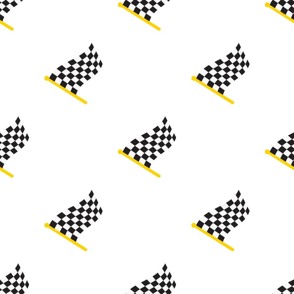 Seamless pattern with chequered racing flags on flagstaff on white background vector