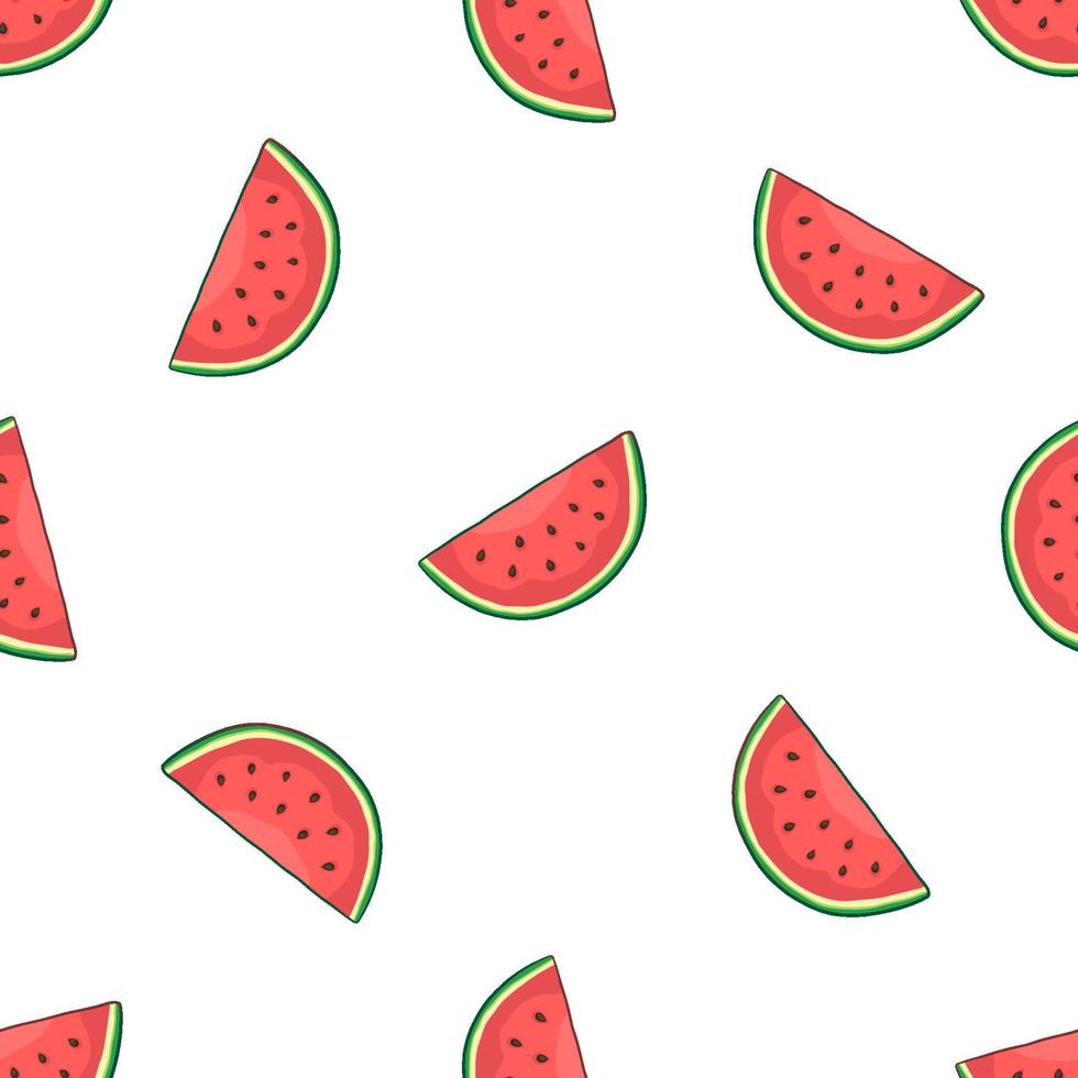 Seamless pattern with falling watermelon slice vector