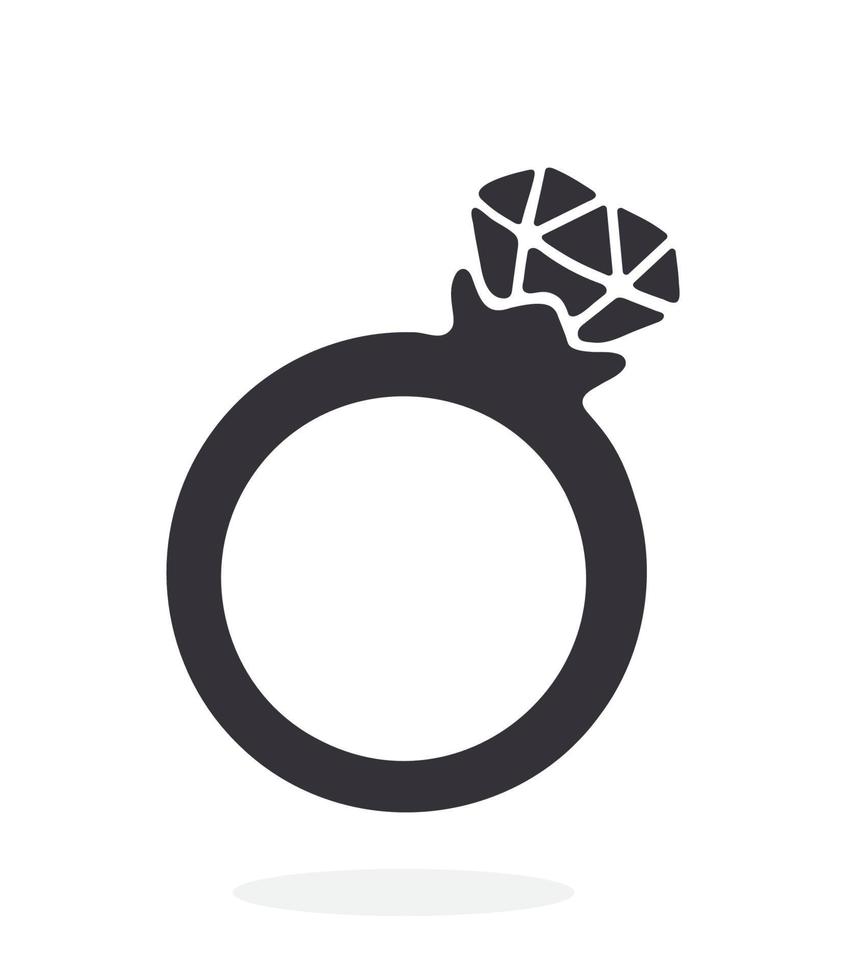 Silhouette of ring with a diamond vector