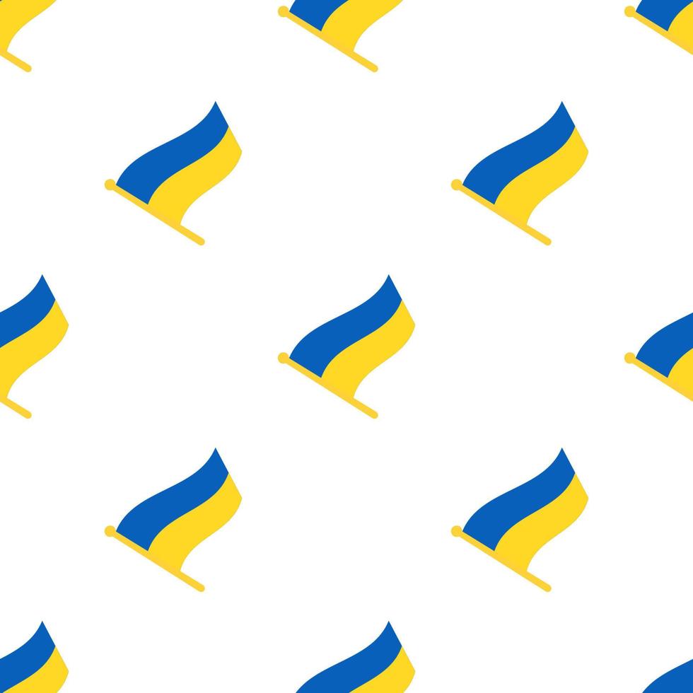 Seamless pattern with flags of Ukraine on flagstaff on white background vector