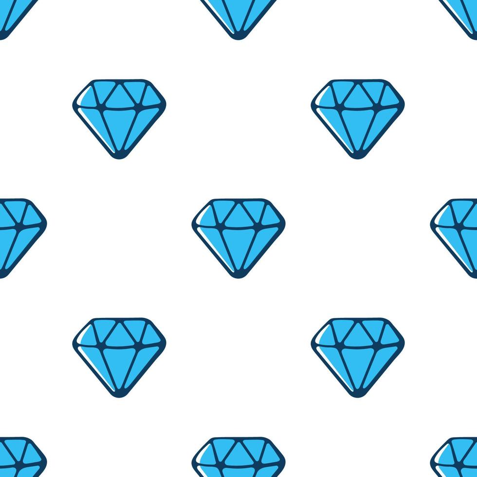 Seamless pattern with blue diamonds with contour on white background vector