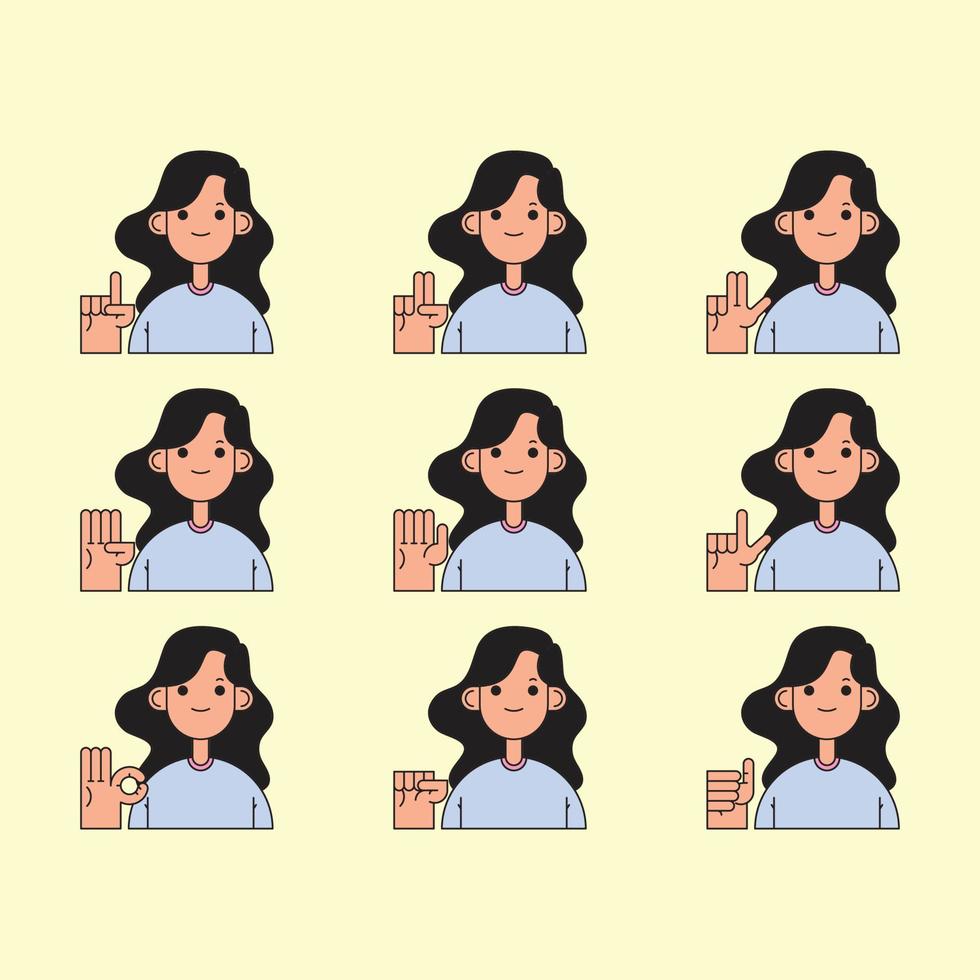woman icon with hand gesture vector