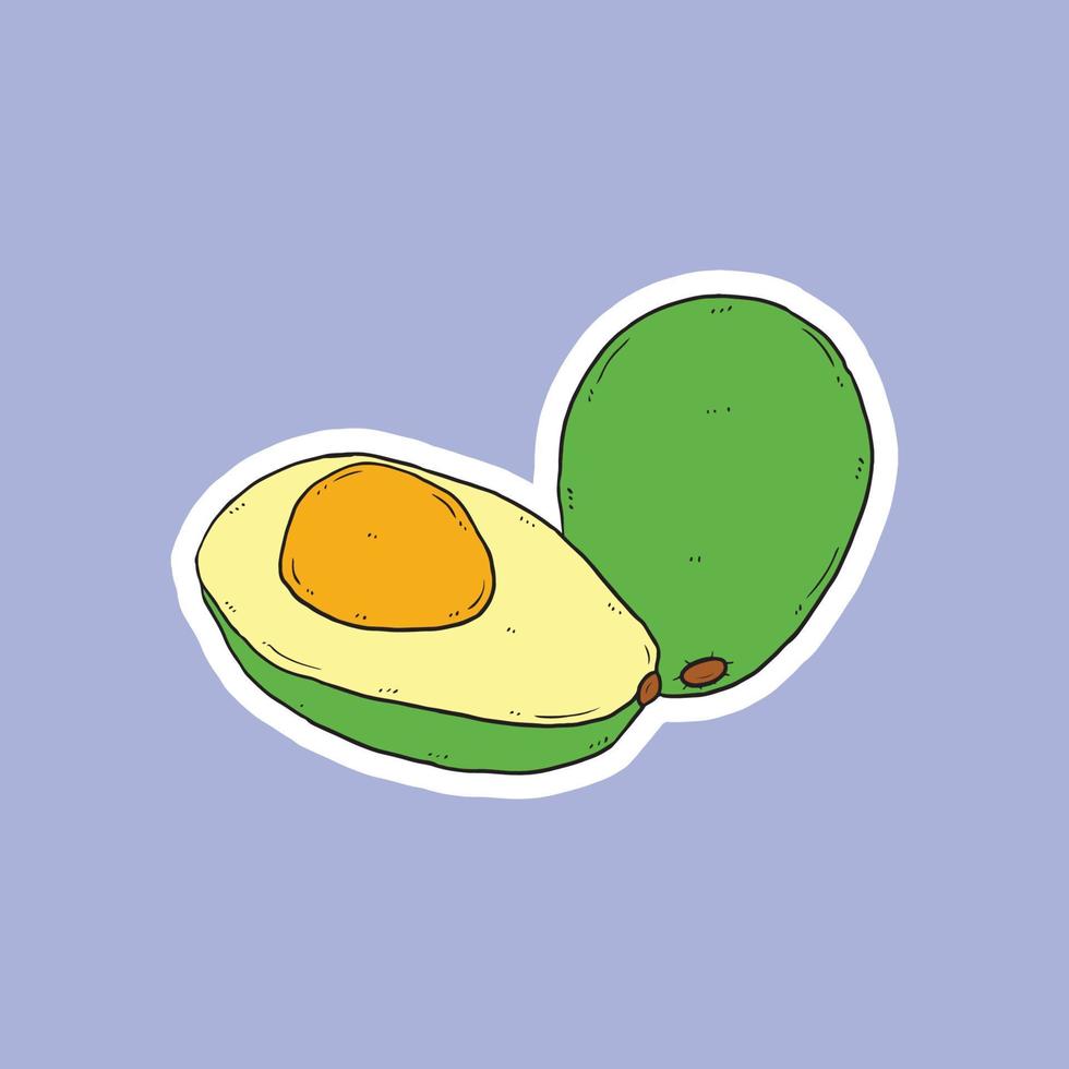 green avocado with half cut vector