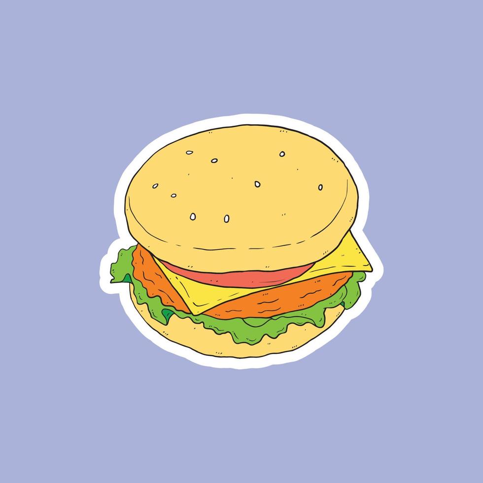 beef burger with vegetables and cheese vector