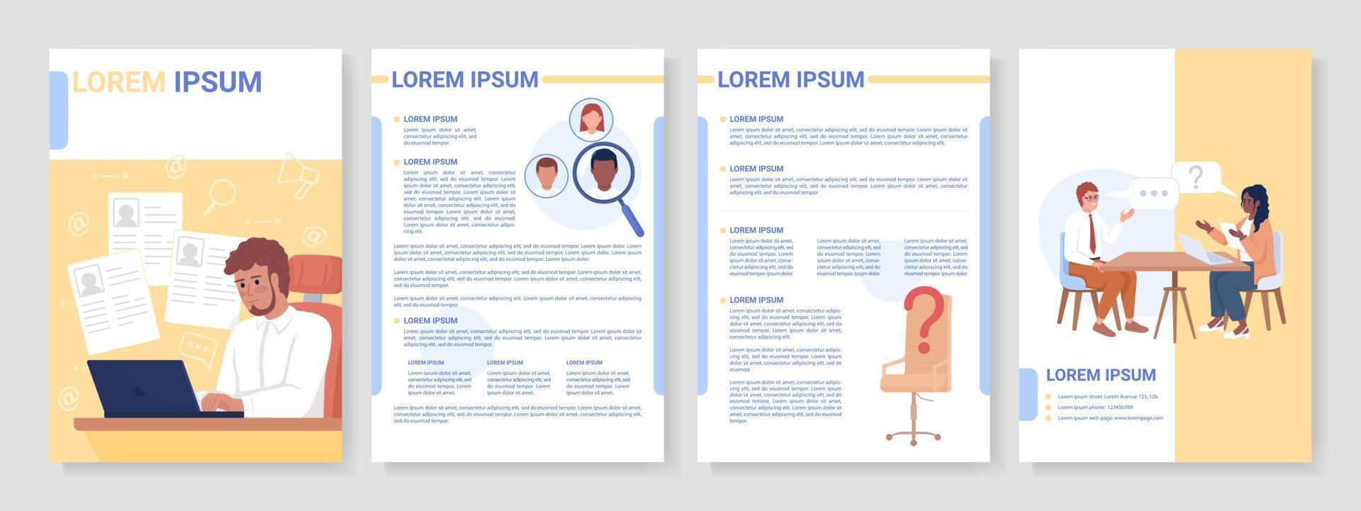 Select qualified candidate flat vector brochure template. HR management booklet, leaflet printable color designs. Editable magazine page, reports kit with text space