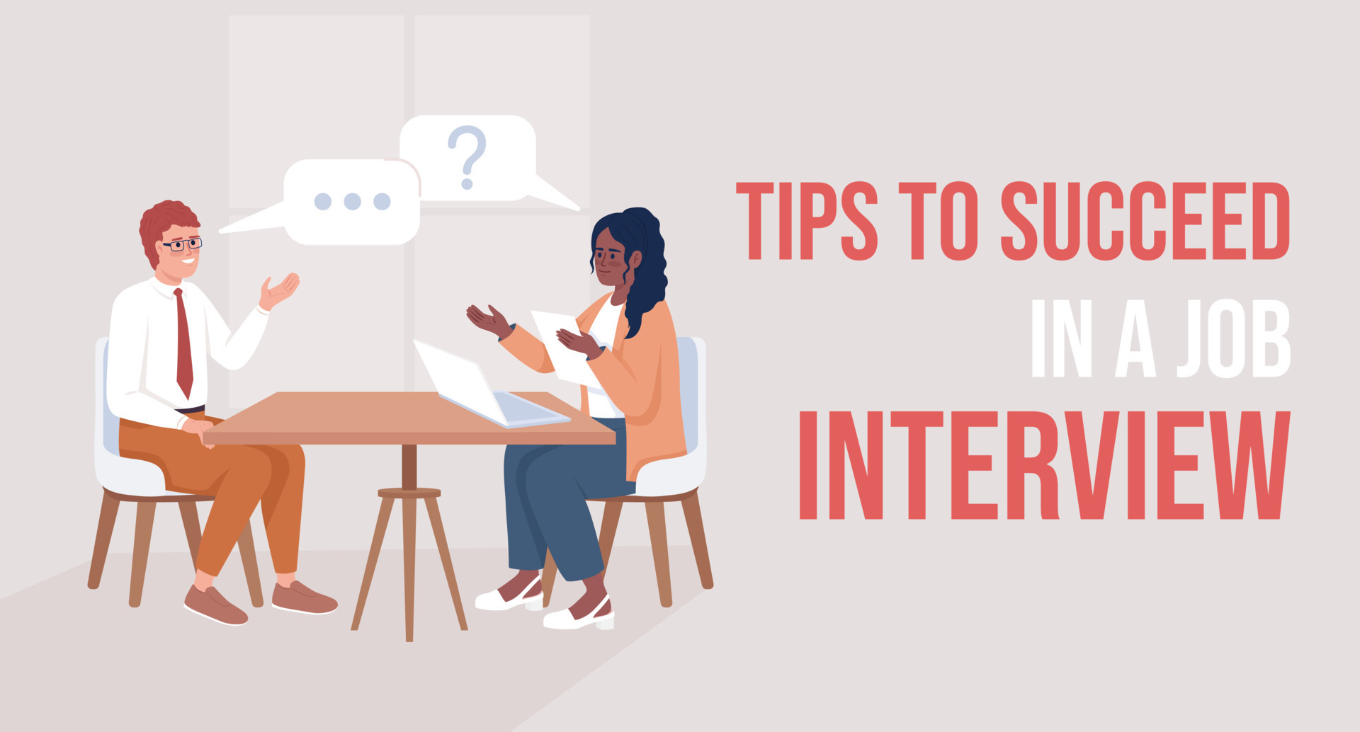 tips-to-succeed-in-job-interview-flat-vector-banner-template